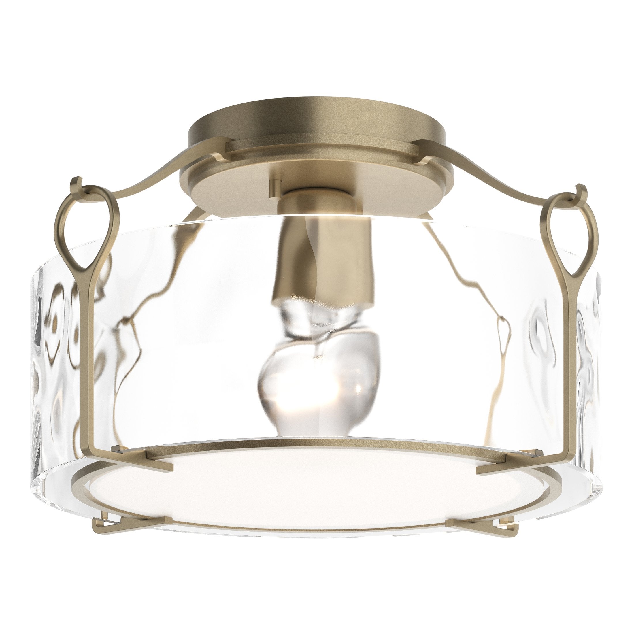 Bow Medium Semi-Flush Light Fixture by Hubbardton Forge - Dimmable Opal Glass Shade, UL Damp Rated