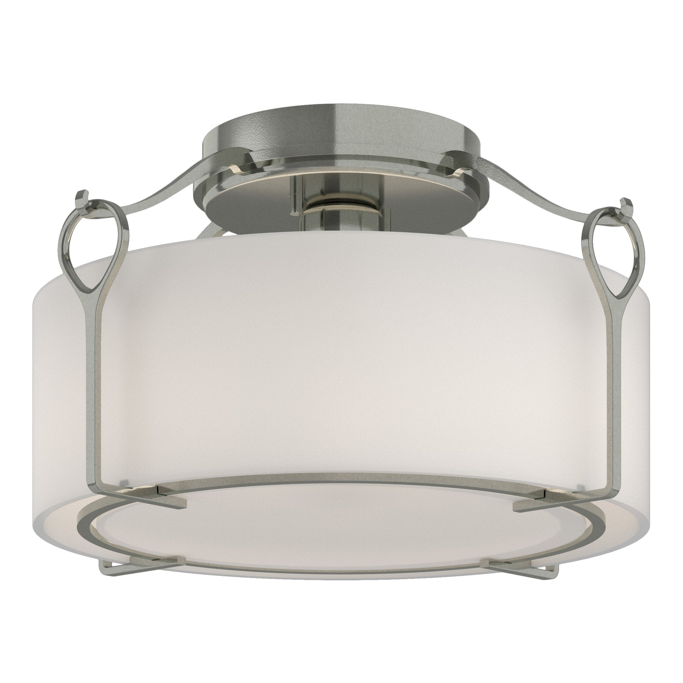 Bow Medium Semi-Flush Light Fixture by Hubbardton Forge - Dimmable Opal Glass Shade, UL Damp Rated