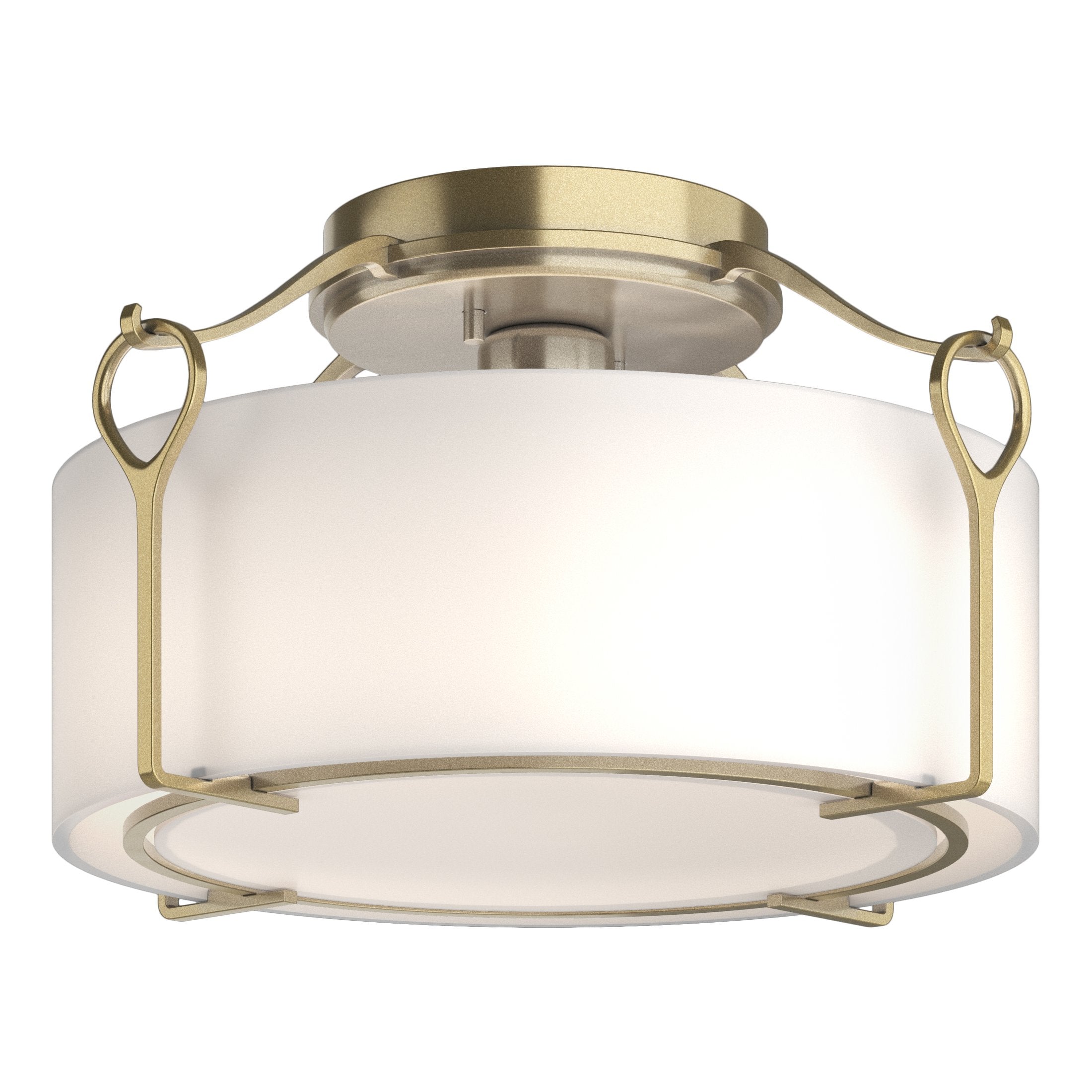 Bow Medium Semi-Flush Light Fixture by Hubbardton Forge - Dimmable Opal Glass Shade, UL Damp Rated