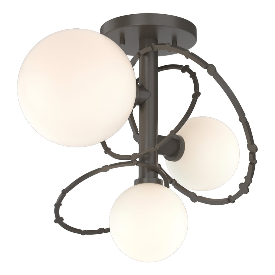 Hubbardton Forge Olympus 3-Light Semi-Flush Ceiling Fixture, Dimmable, Custom Finishes