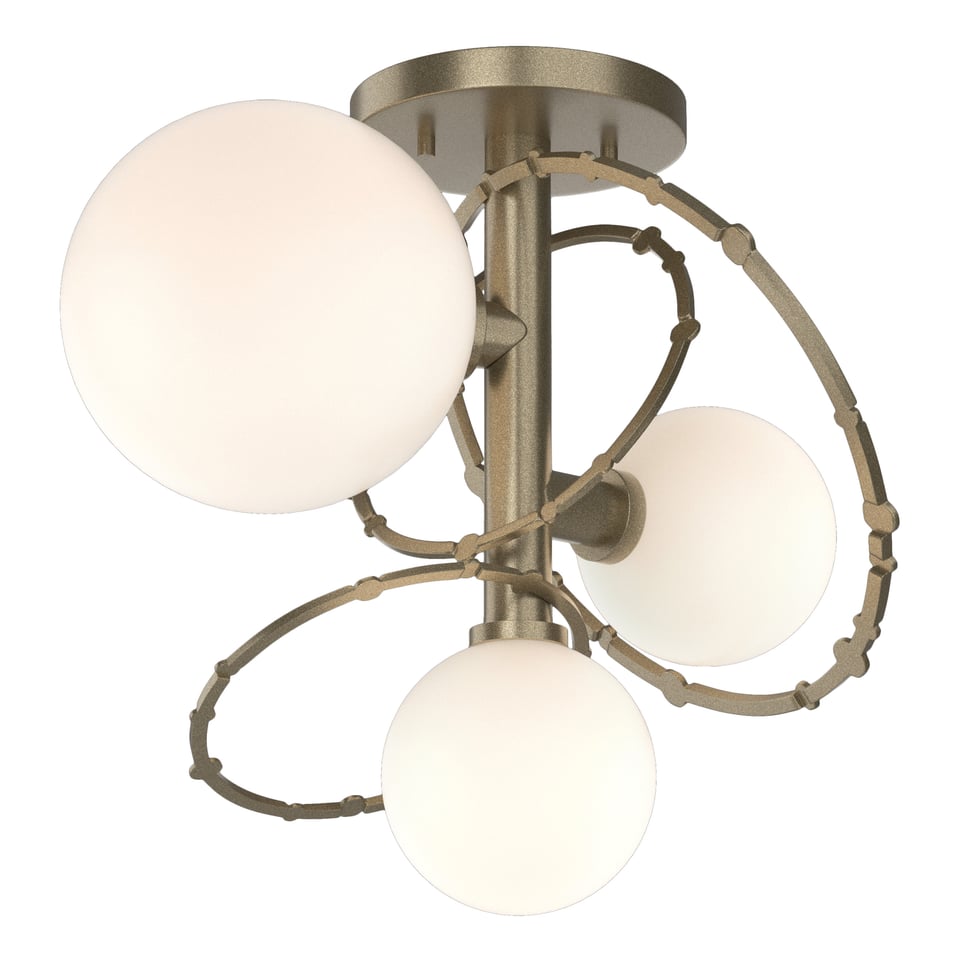 Hubbardton Forge Olympus 3-Light Semi-Flush Ceiling Fixture, Dimmable, Custom Finishes