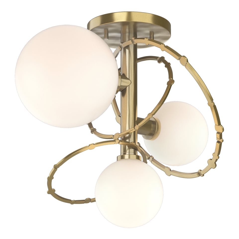 Hubbardton Forge Olympus 3-Light Semi-Flush Ceiling Fixture, Dimmable, Custom Finishes