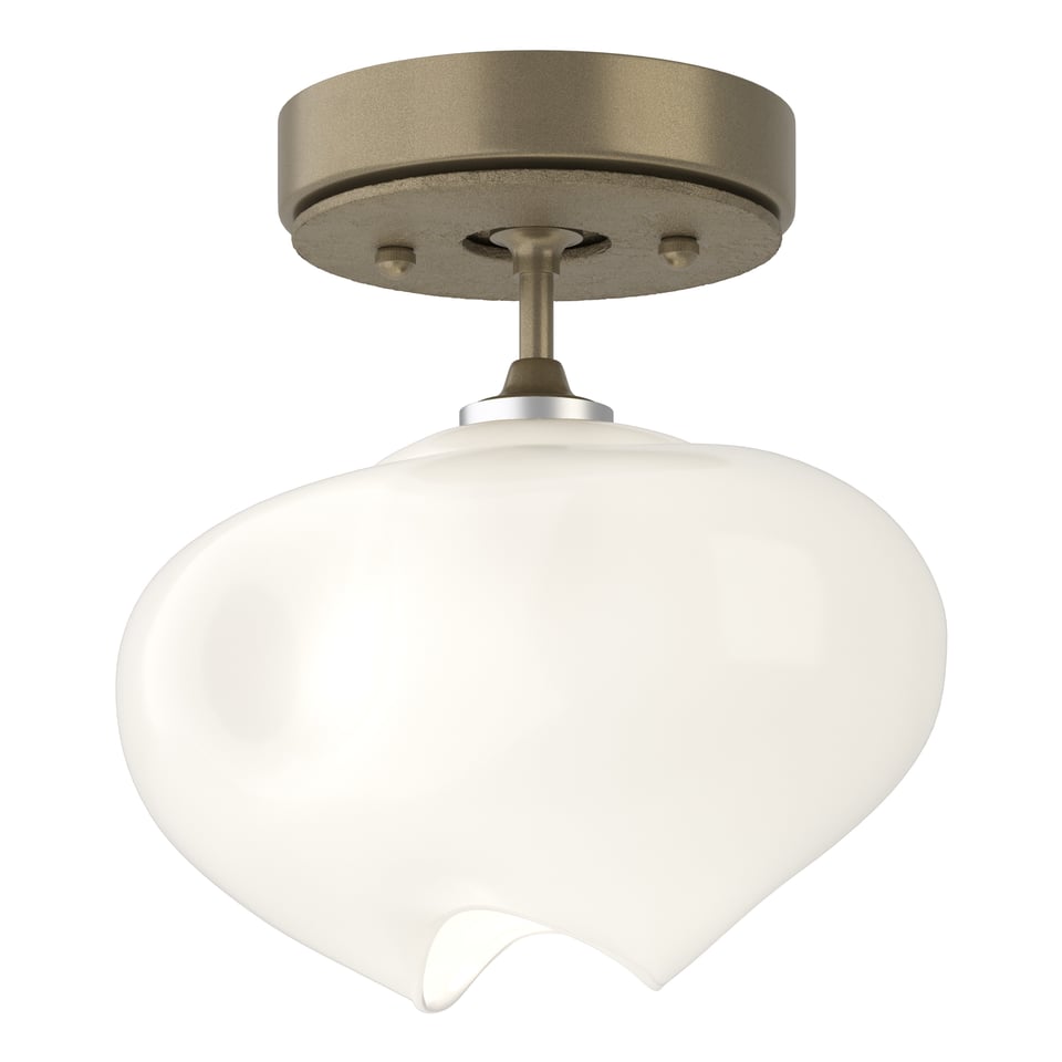 Ume 1-Light Semi-Flush Mount by Hubbardton Forge with Frosted Glass Shade and Dimmable Capability