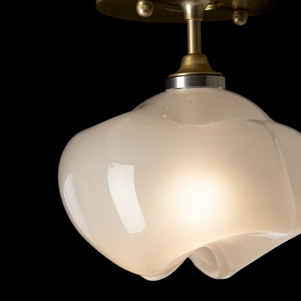 Ume 1-Light Semi-Flush Mount by Hubbardton Forge with Frosted Glass Shade and Dimmable Capability