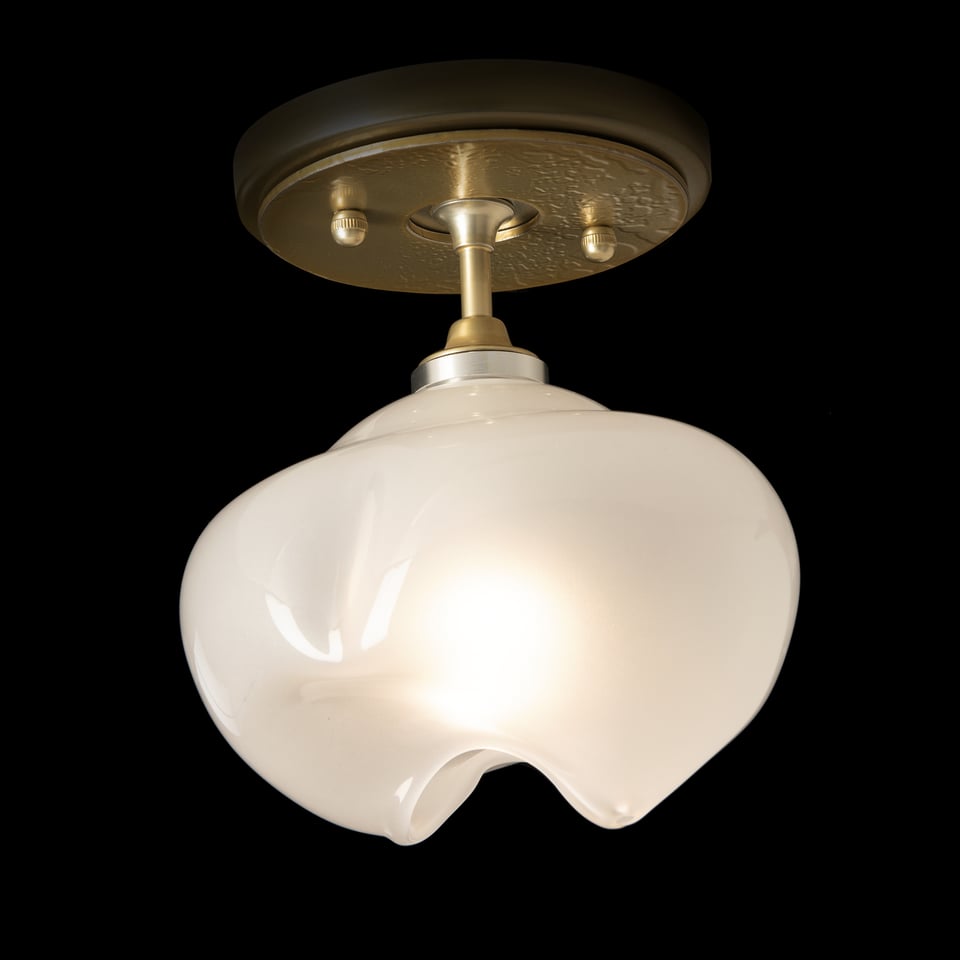 Ume 1-Light Semi-Flush Mount by Hubbardton Forge with Frosted Glass Shade and Dimmable Capability