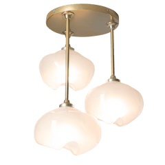 Hubbardton Forge Ume 3-Light Semi-Flush Ceiling Fixture with Frosted Glass Shades and Dimmable Lighting