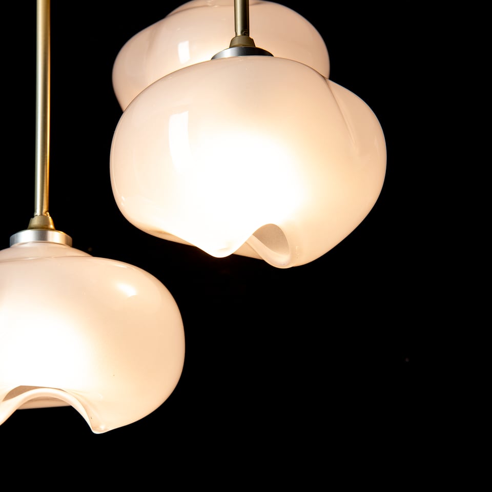 Hubbardton Forge Ume 3-Light Semi-Flush Ceiling Fixture with Frosted Glass Shades and Dimmable Lighting