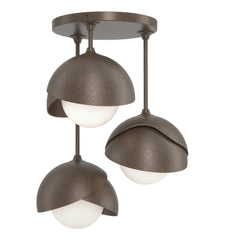 Brooklyn 3-Light Double Shade Semi-Flush Fixture with Customizable Finish Options and Dimmable Capability