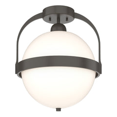 Hubbardton Forge Atlas Semi-Flush Ceiling Light Fixture, Handcrafted Steel & Opal Glass, 100W E26