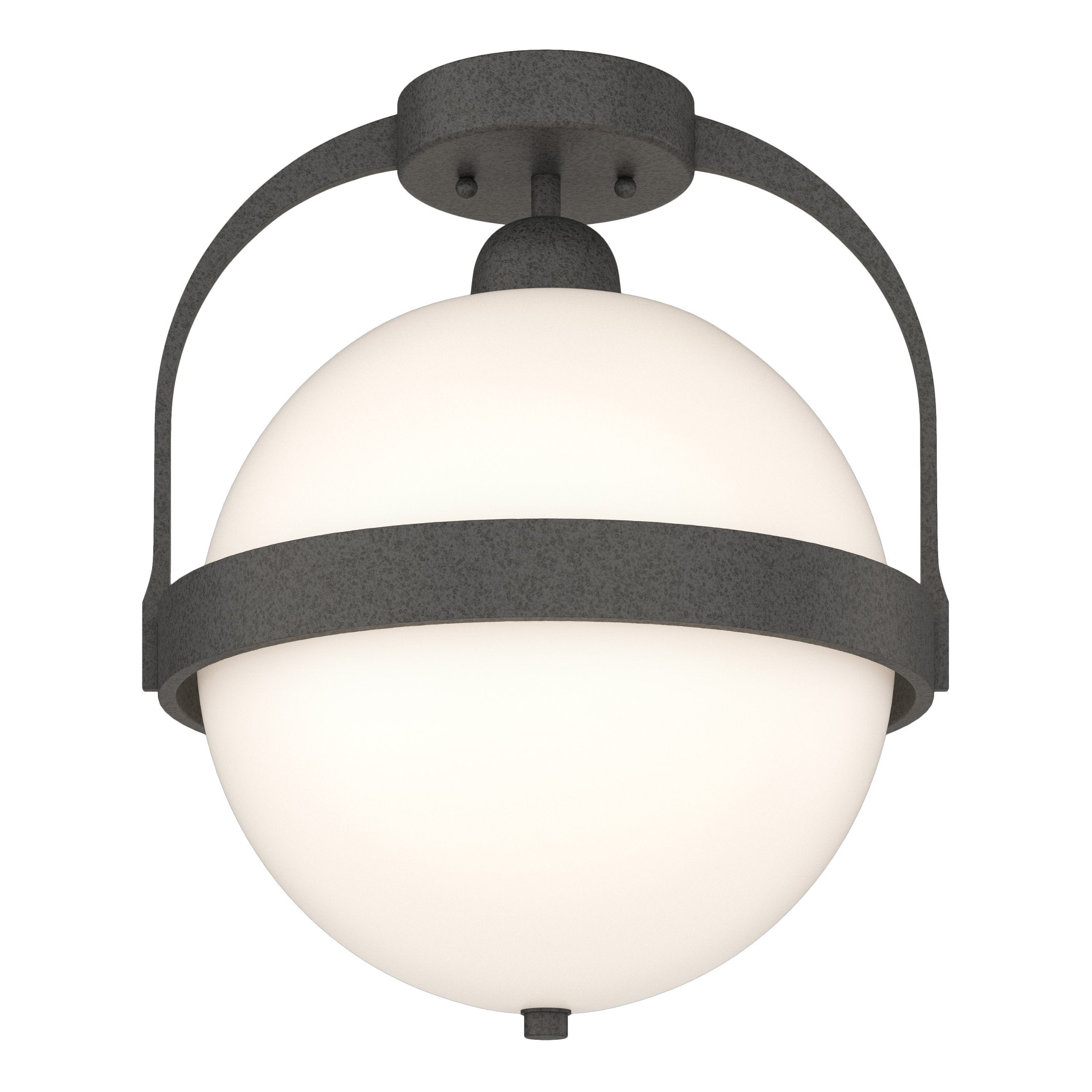 Hubbardton Forge Atlas Semi-Flush Ceiling Light Fixture, Handcrafted Steel & Opal Glass, 100W E26