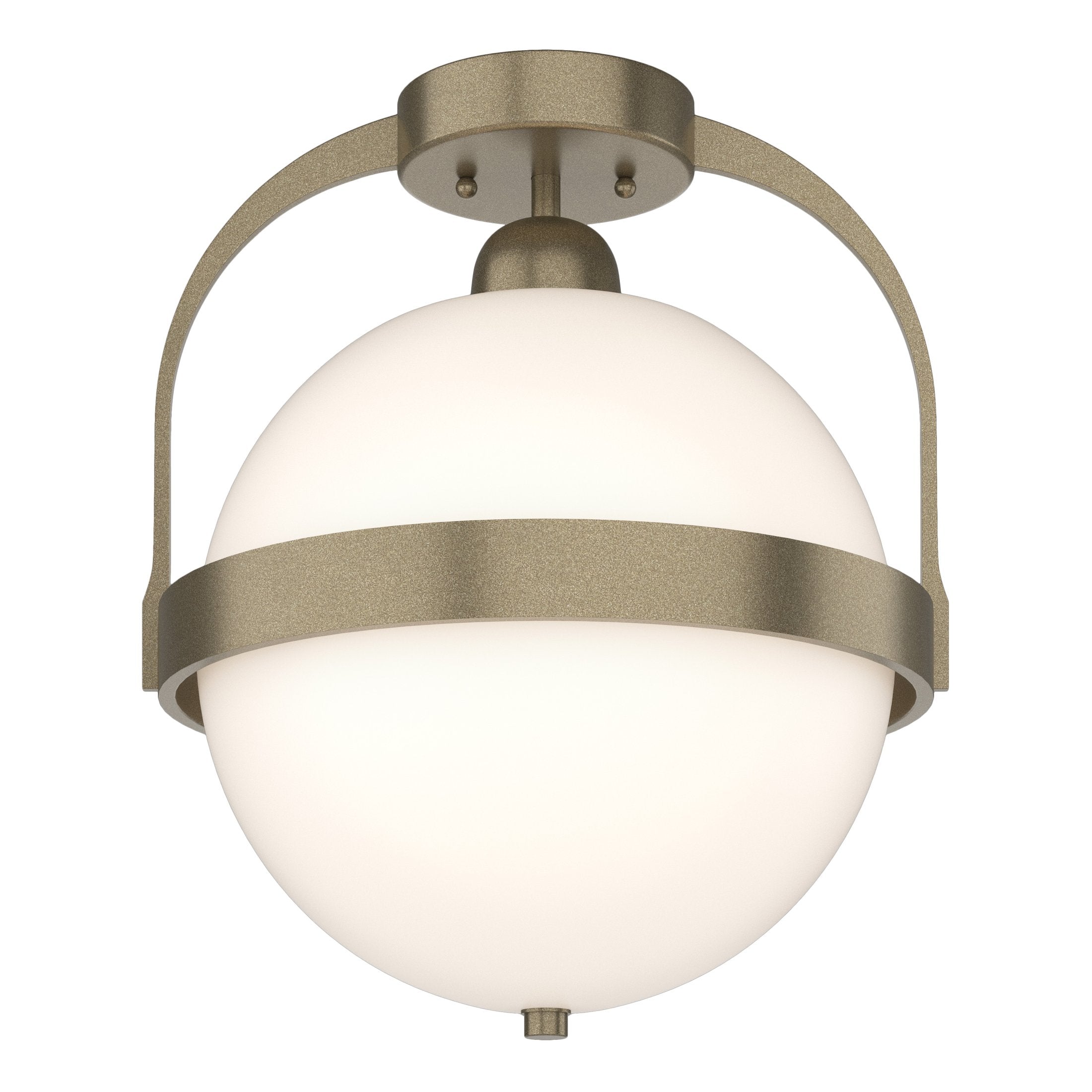 Hubbardton Forge Atlas Semi-Flush Ceiling Light Fixture, Handcrafted Steel & Opal Glass, 100W E26