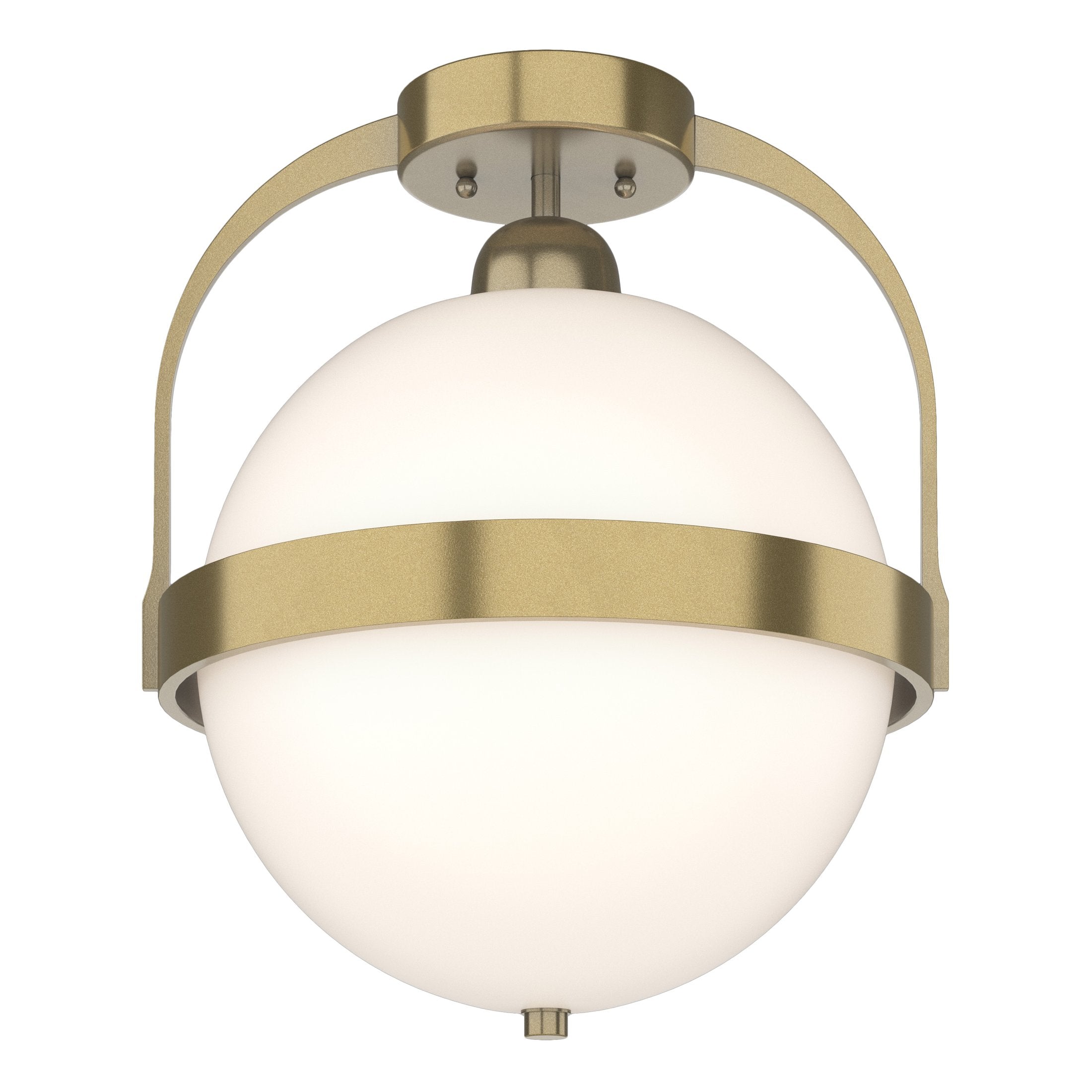 Hubbardton Forge Atlas Semi-Flush Ceiling Light Fixture, Handcrafted Steel & Opal Glass, 100W E26