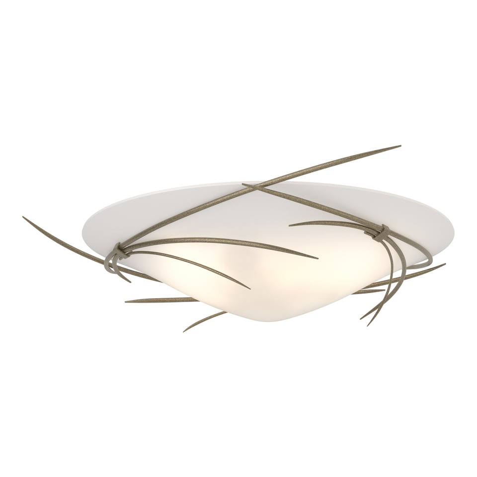 Hubbardton Forge Wisp 1-Light Semi-Flush Ceiling Fixture, Opal Glass Shade, Handcrafted Design