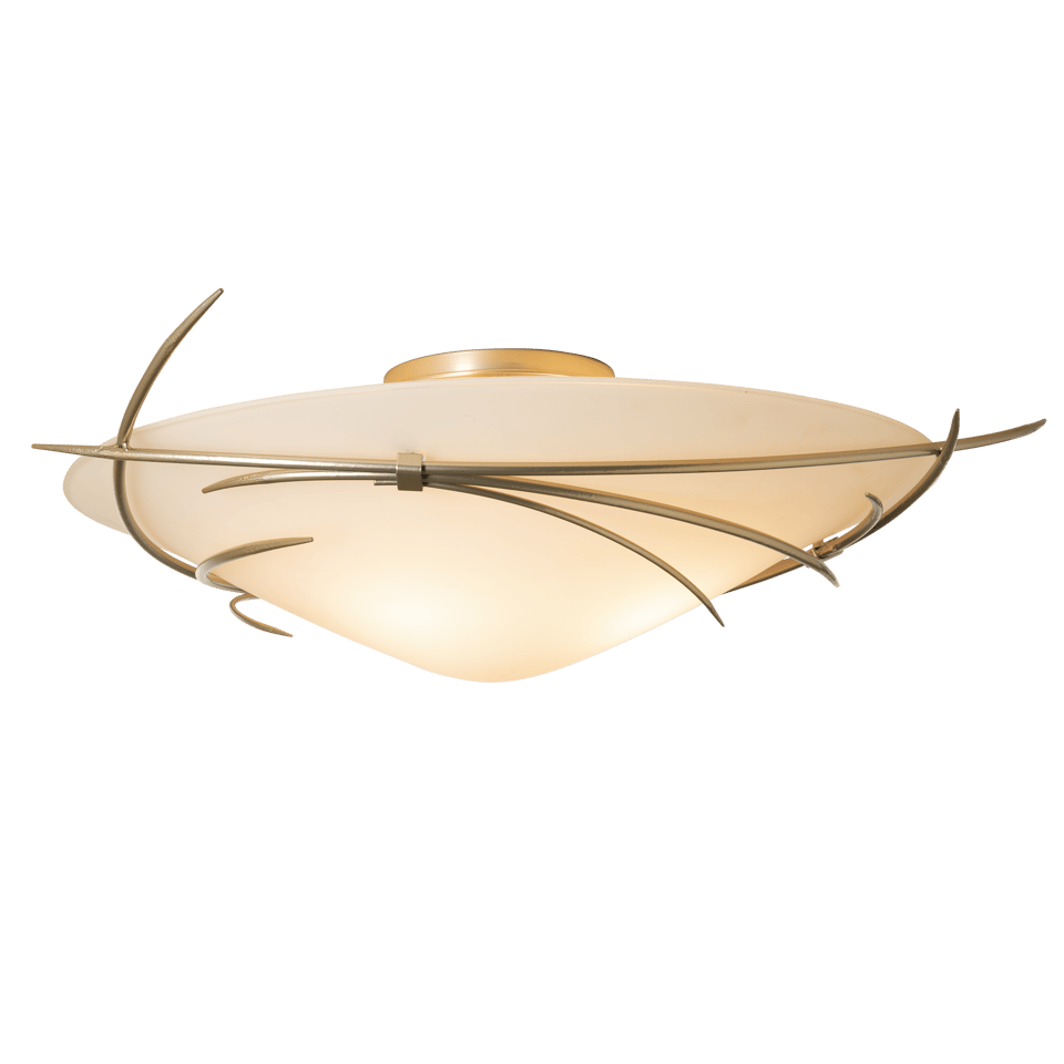 Hubbardton Forge Wisp 1-Light Semi-Flush Ceiling Fixture, Opal Glass Shade, Handcrafted Design