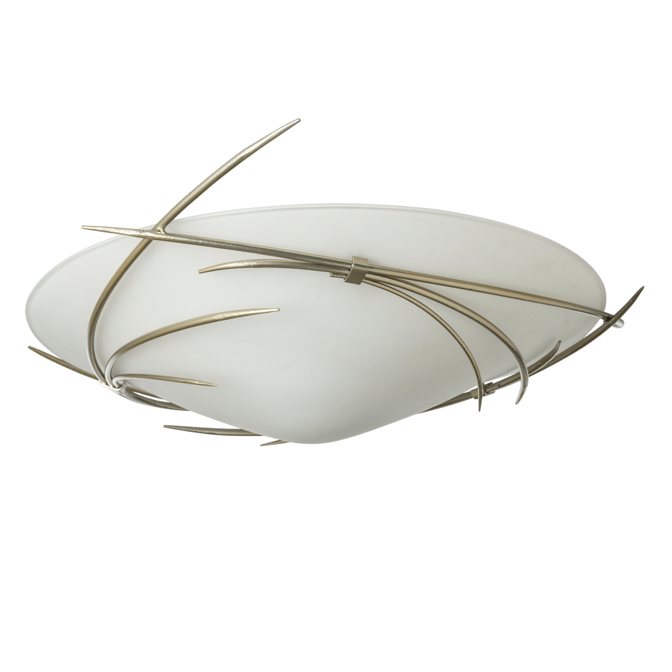 Hubbardton Forge Wisp 1-Light Semi-Flush Ceiling Fixture, Opal Glass Shade, Handcrafted Design