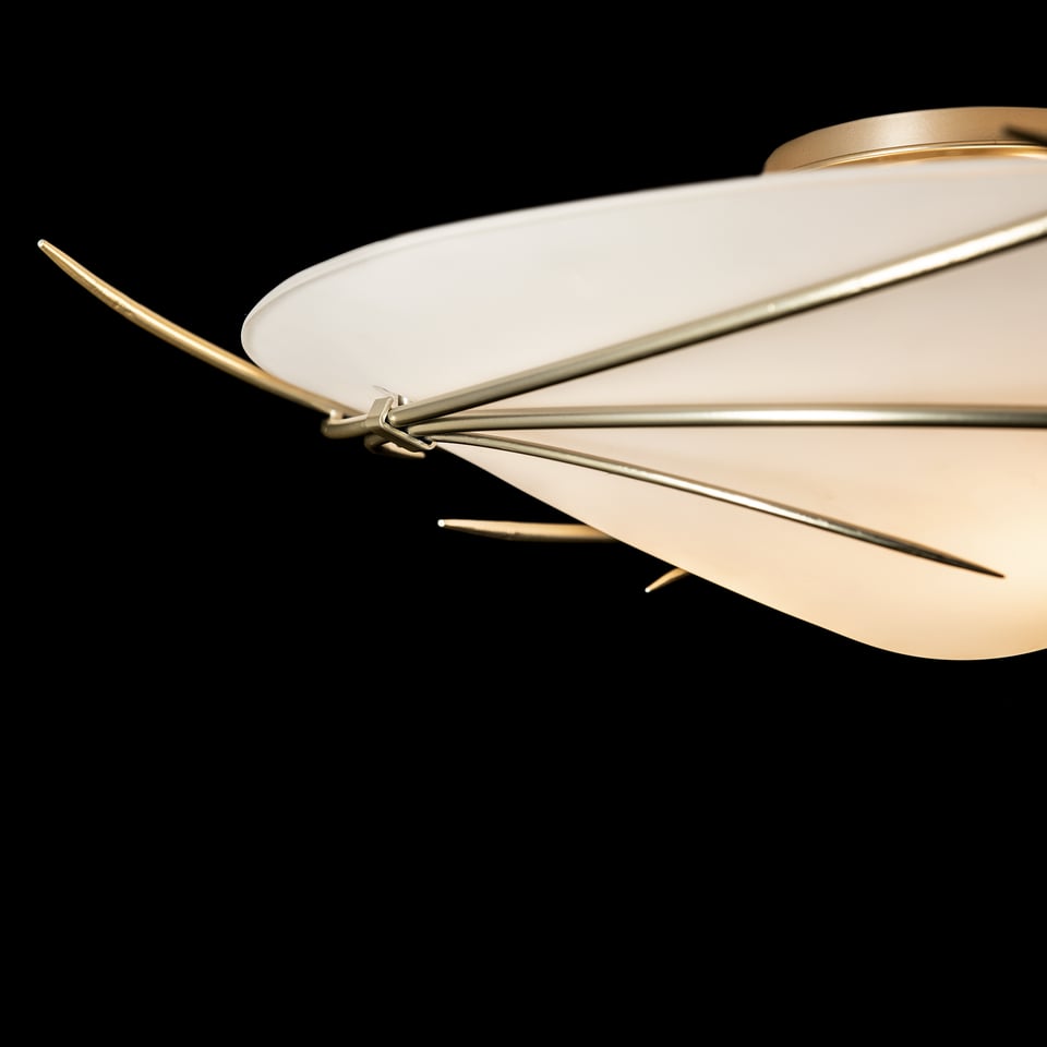 Hubbardton Forge Wisp 1-Light Semi-Flush Ceiling Fixture, Opal Glass Shade, Handcrafted Design