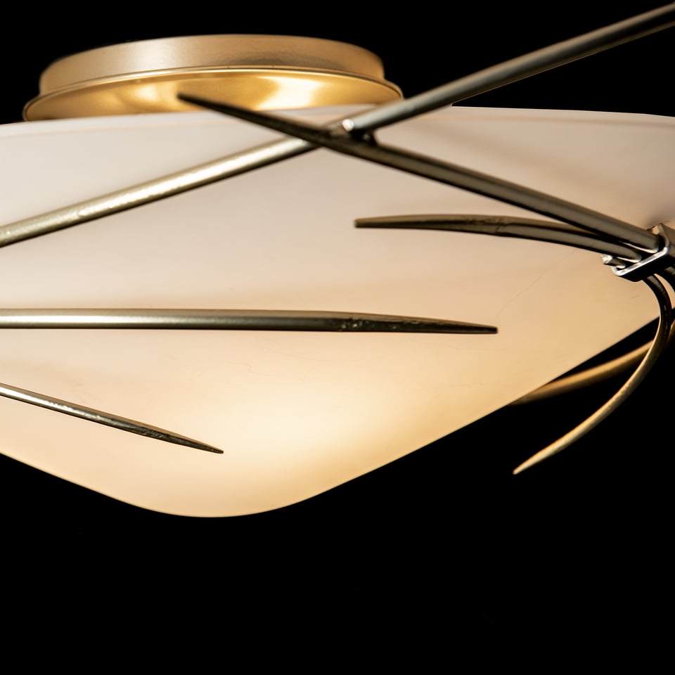 Hubbardton Forge Wisp 1-Light Semi-Flush Ceiling Fixture, Opal Glass Shade, Handcrafted Design