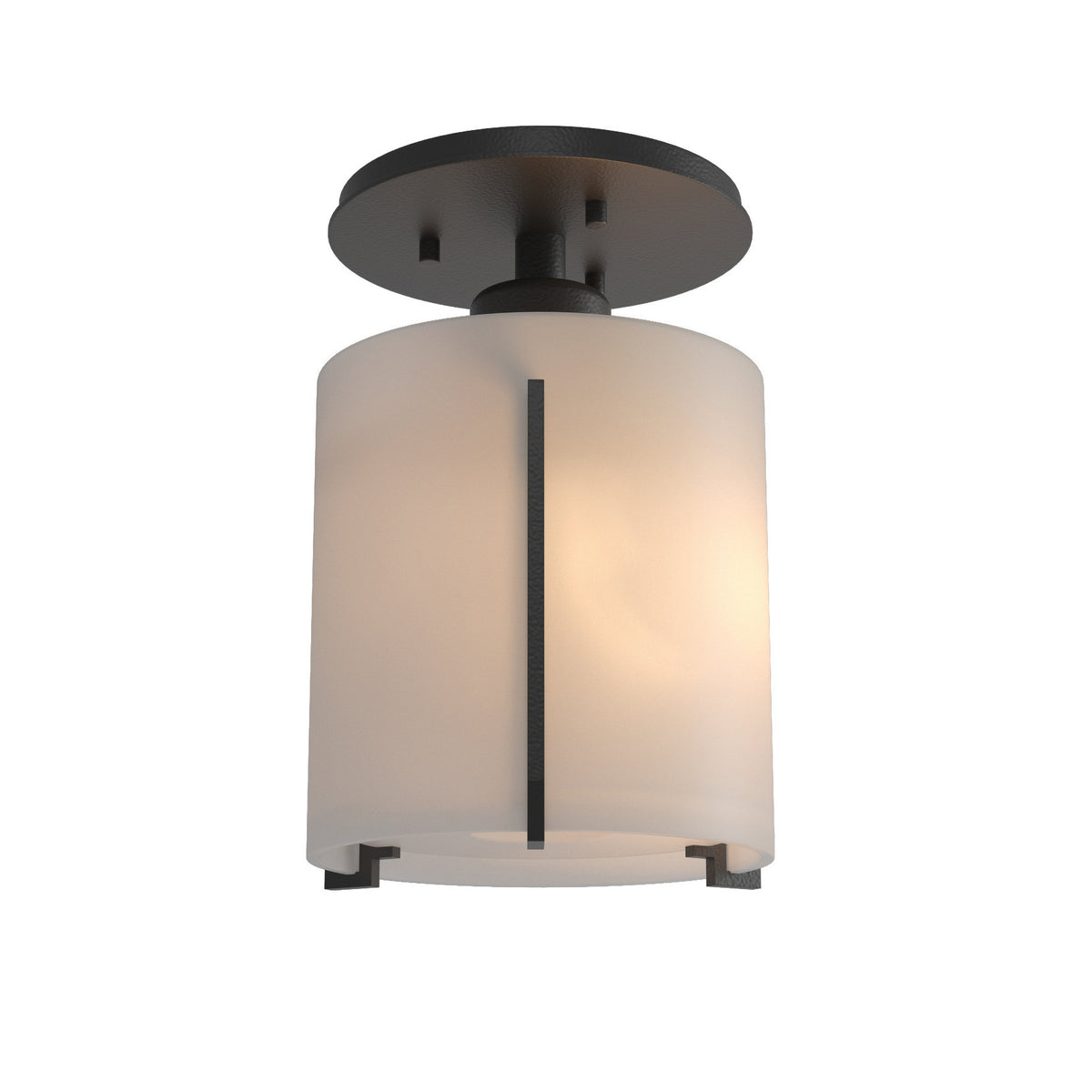 Exos Round Semi-Flush Light Fixture by Hubbardton Forge - Modern Hand-Forged Steel Design, Dimmable, Multiple Finishes