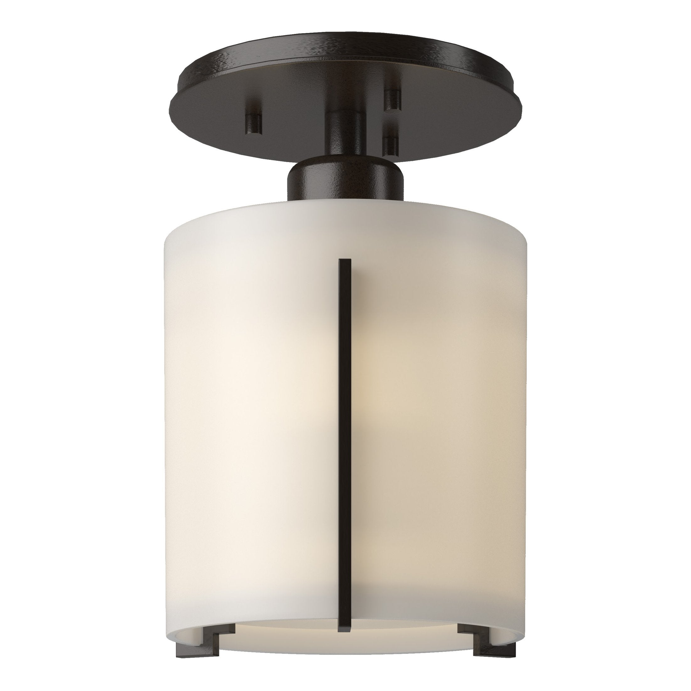 Exos Round Semi-Flush Light Fixture by Hubbardton Forge - Modern Hand-Forged Steel Design, Dimmable, Multiple Finishes