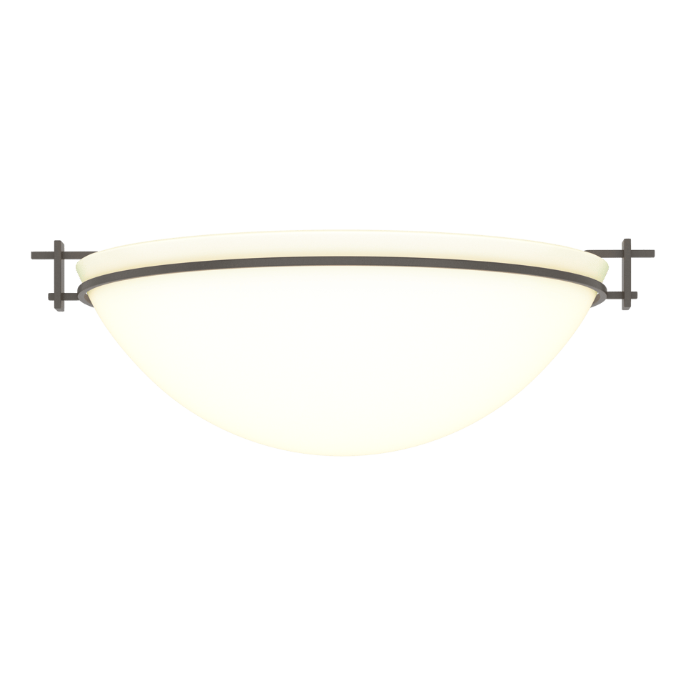 Hubbardton Forge Moonband Large Semi-Flush Light Fixture, Dimmable, Opal Glass, Custom Finishes