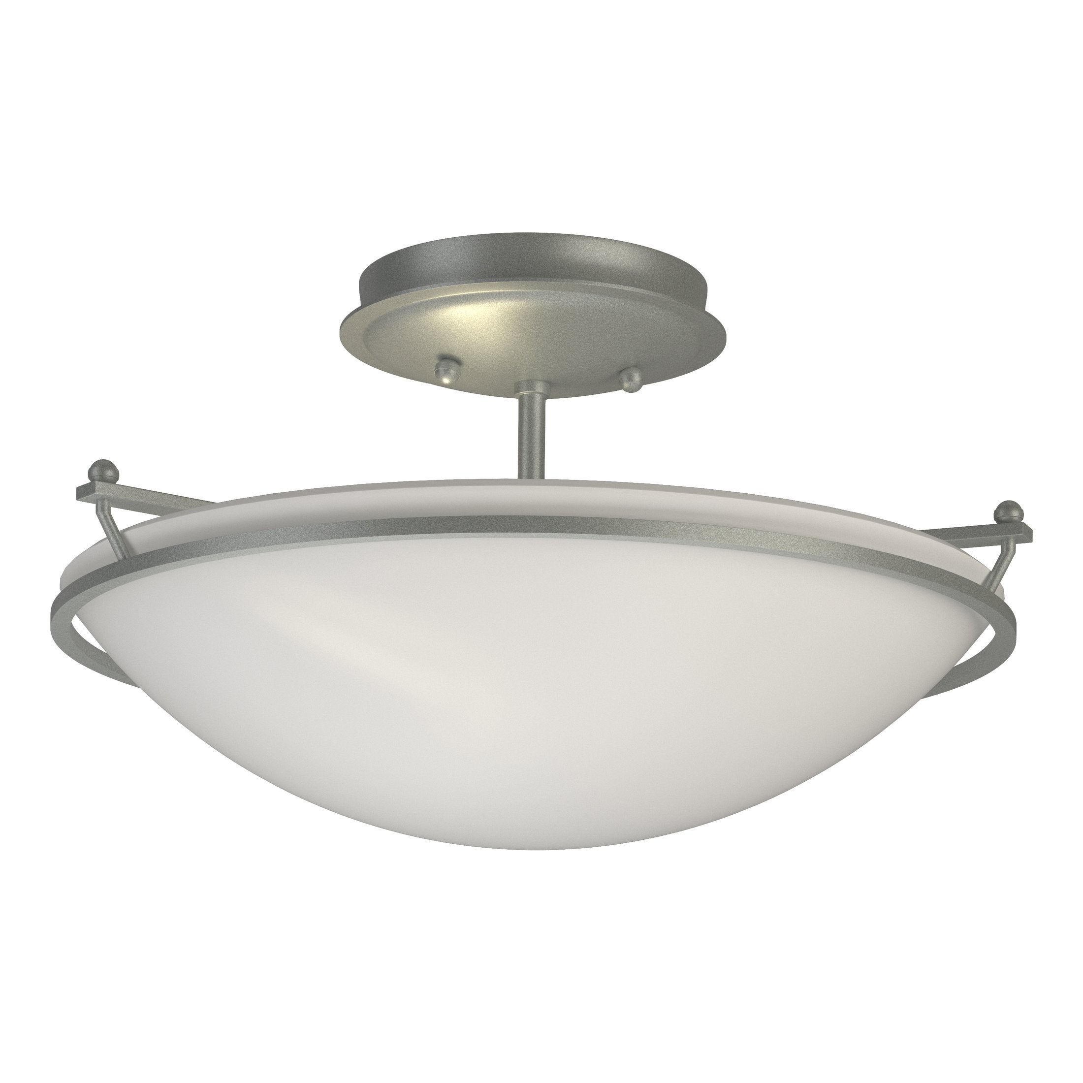 Hubbardton Forge 2-Light Plain Small Semi-Flush Mount Light, Durable Iron, Dimmable, Opal Glass Shade