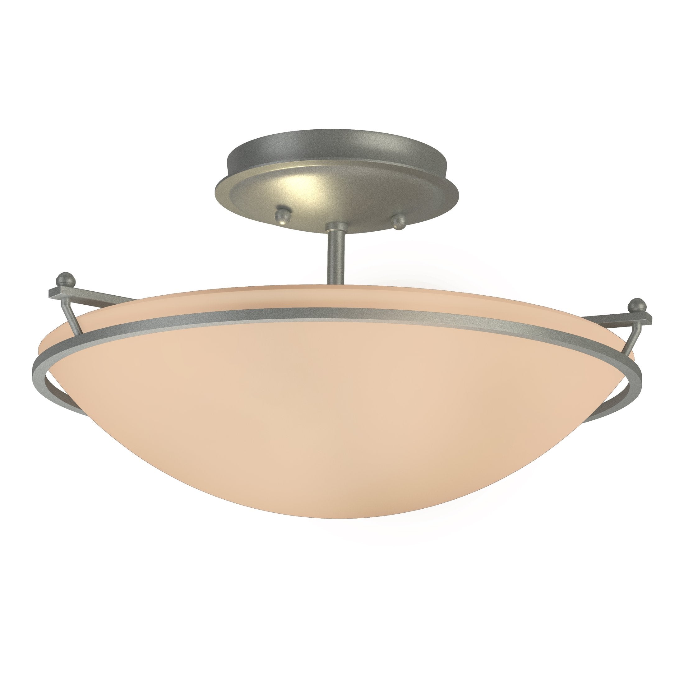 Hubbardton Forge 2-Light Plain Small Semi-Flush Mount Light, Durable Iron, Dimmable, Opal Glass Shade