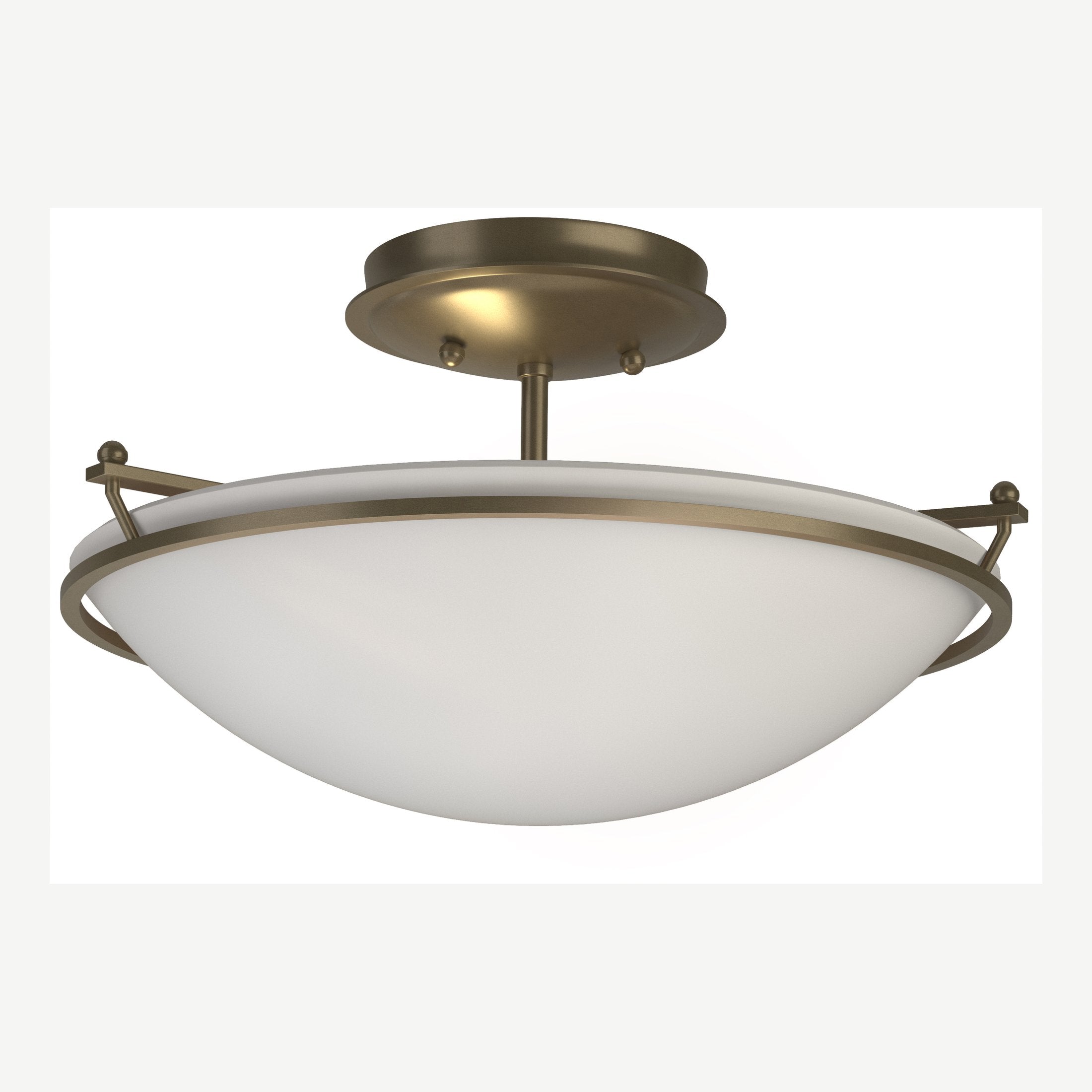 Hubbardton Forge 2-Light Plain Small Semi-Flush Mount Light, Durable Iron, Dimmable, Opal Glass Shade