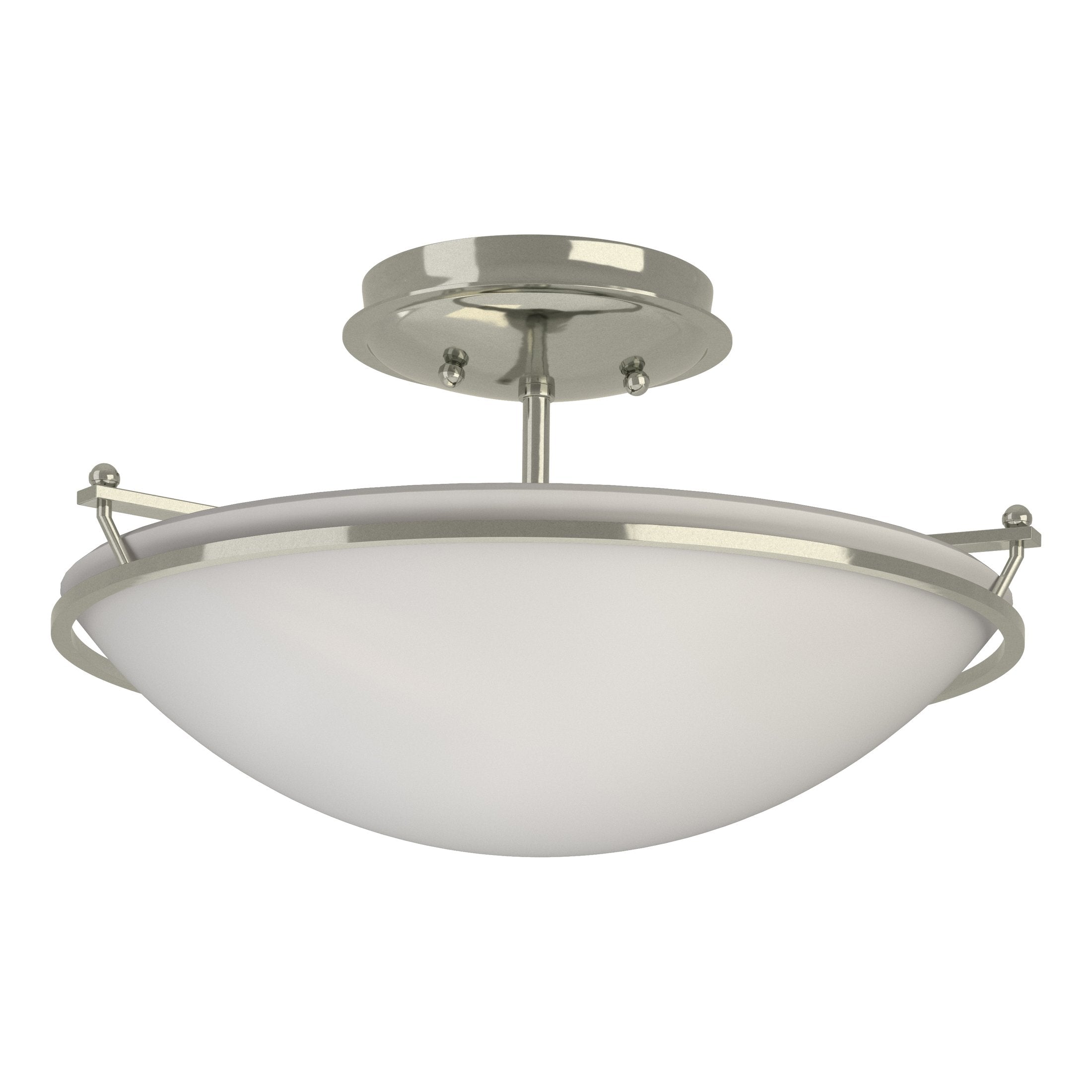 Hubbardton Forge 2-Light Plain Small Semi-Flush Mount Light, Durable Iron, Dimmable, Opal Glass Shade