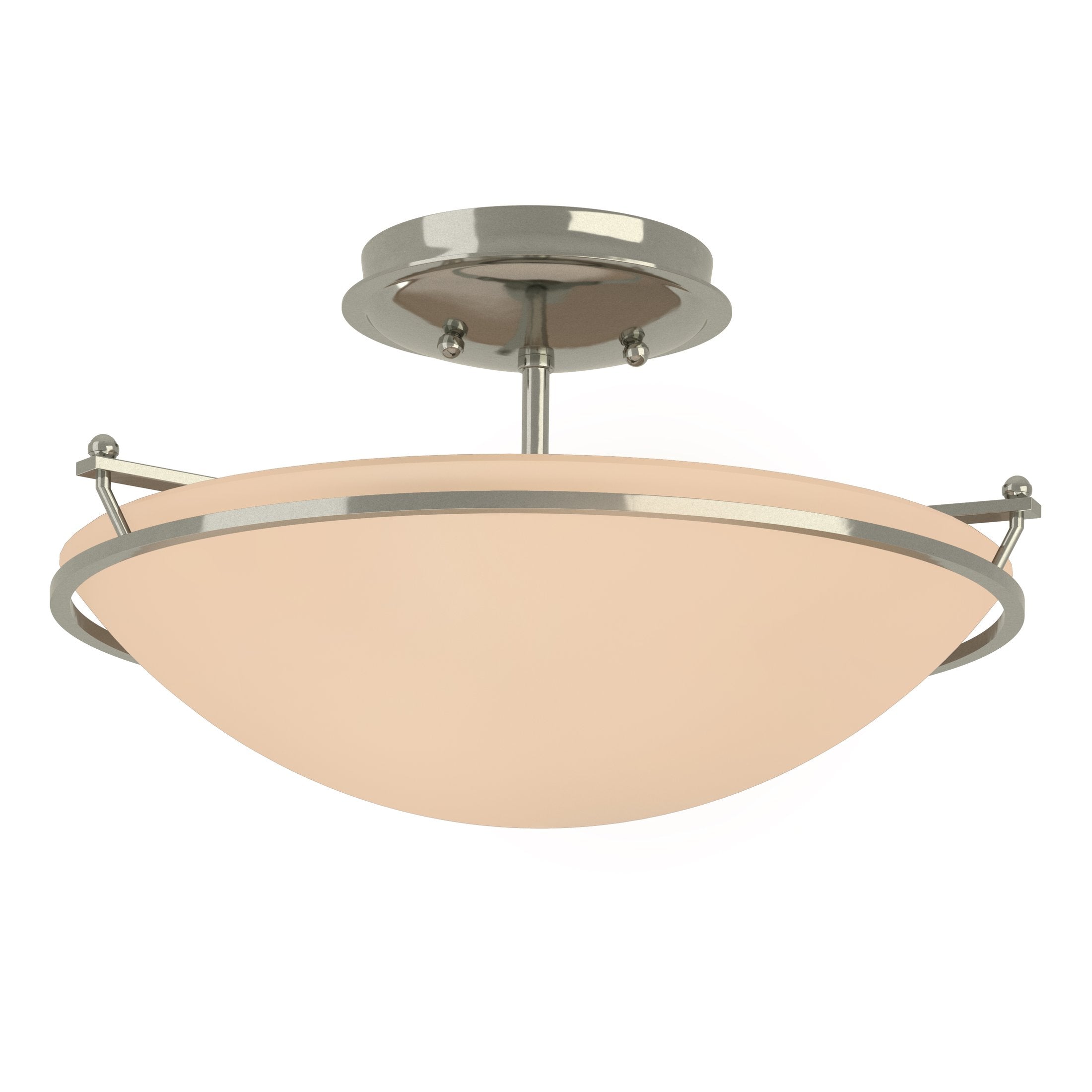 Hubbardton Forge 2-Light Plain Small Semi-Flush Mount Light, Durable Iron, Dimmable, Opal Glass Shade