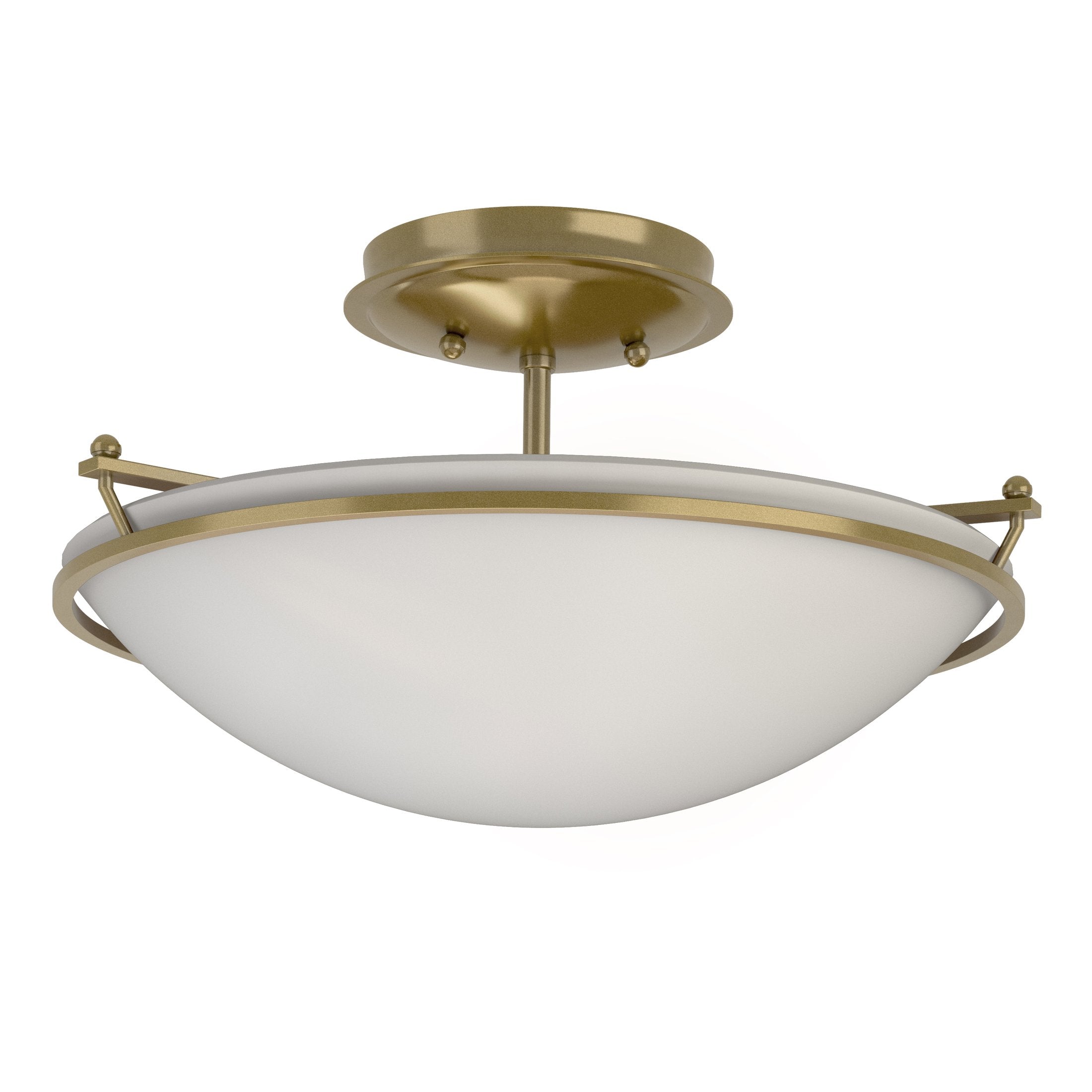 Hubbardton Forge 2-Light Plain Small Semi-Flush Mount Light, Durable Iron, Dimmable, Opal Glass Shade