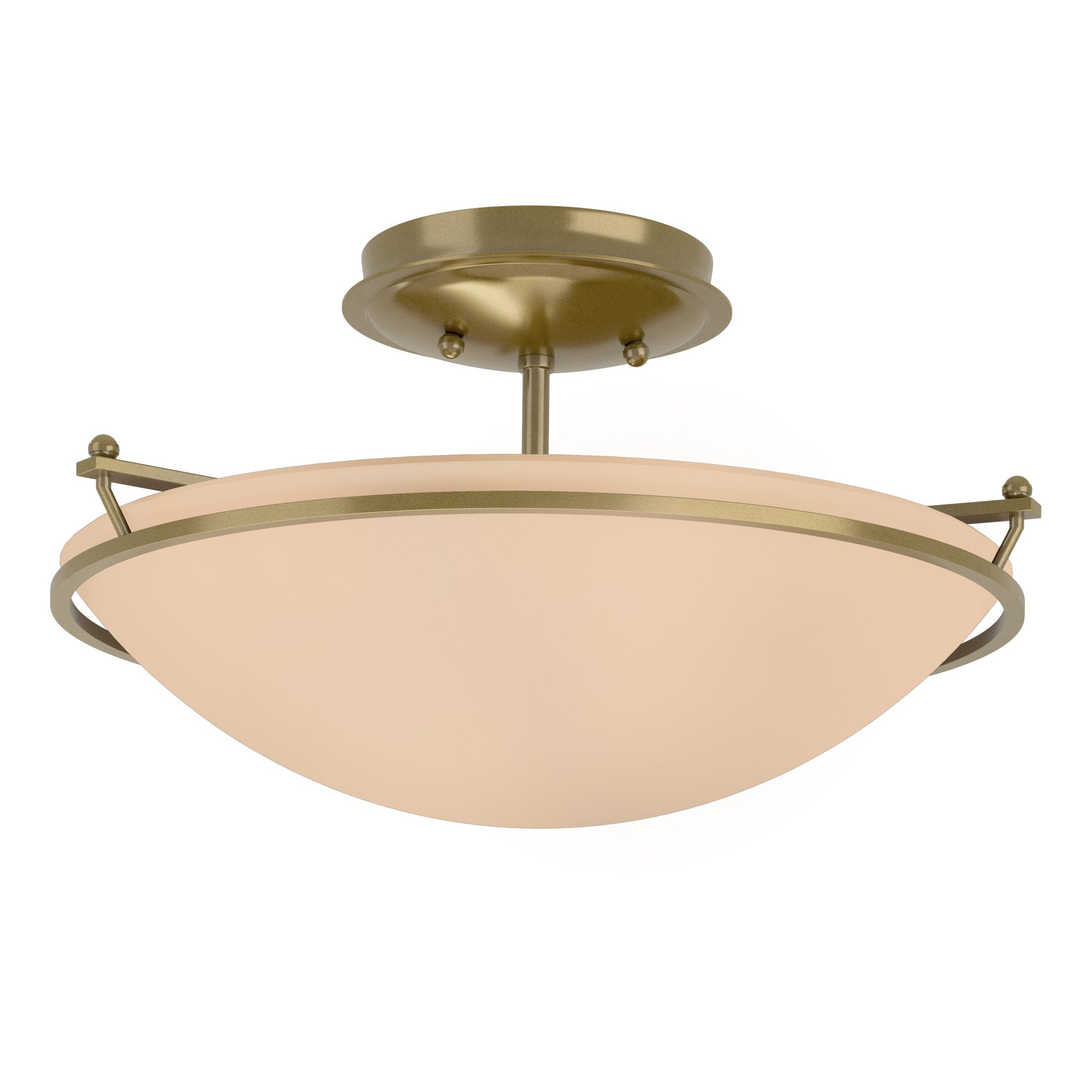 Hubbardton Forge 2-Light Plain Small Semi-Flush Mount Light, Durable Iron, Dimmable, Opal Glass Shade