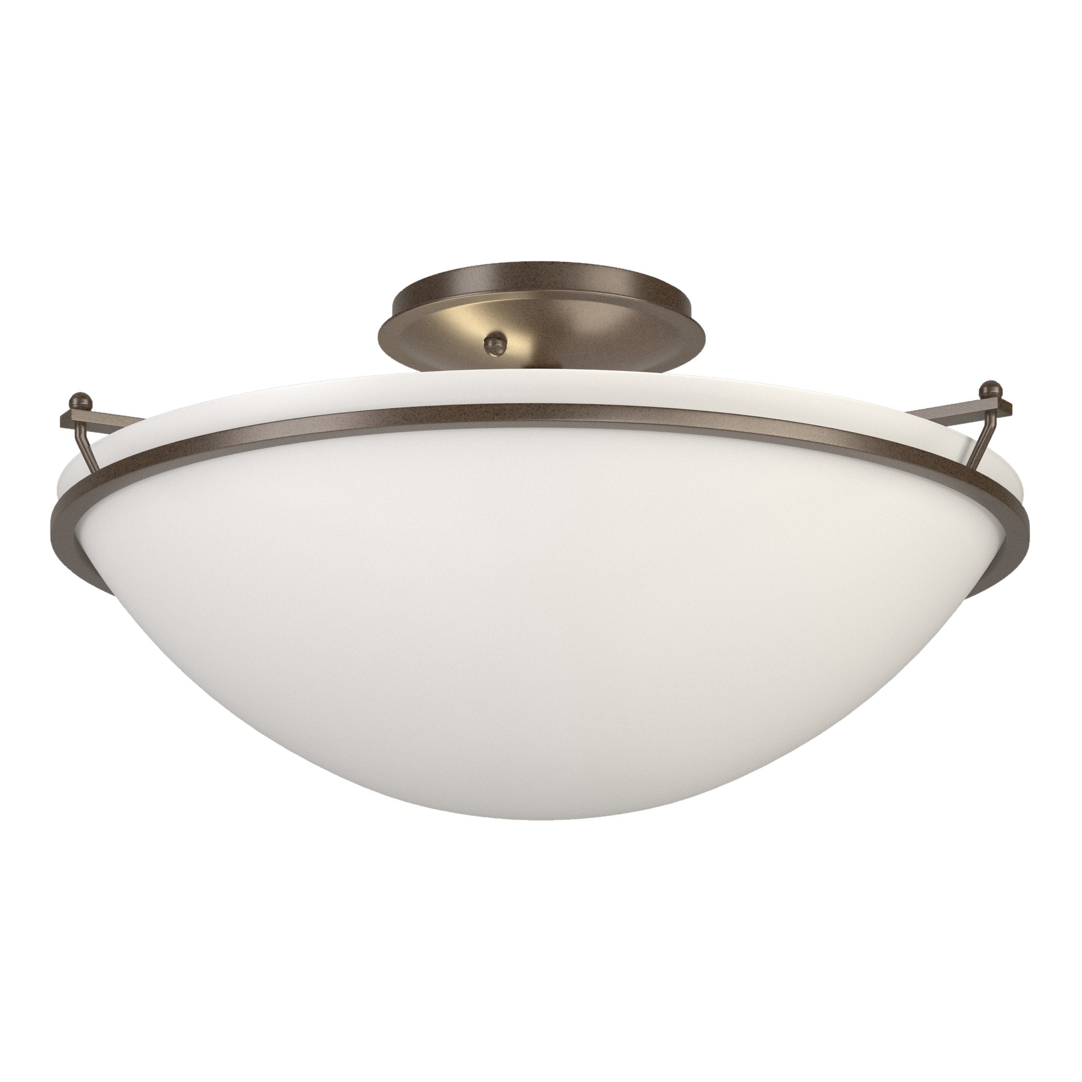 Hubbardton Forge 124304 Plain Large Semi-Flush Mount, Handcrafted Opal Glass Shade, 100W Dimmable Lighting