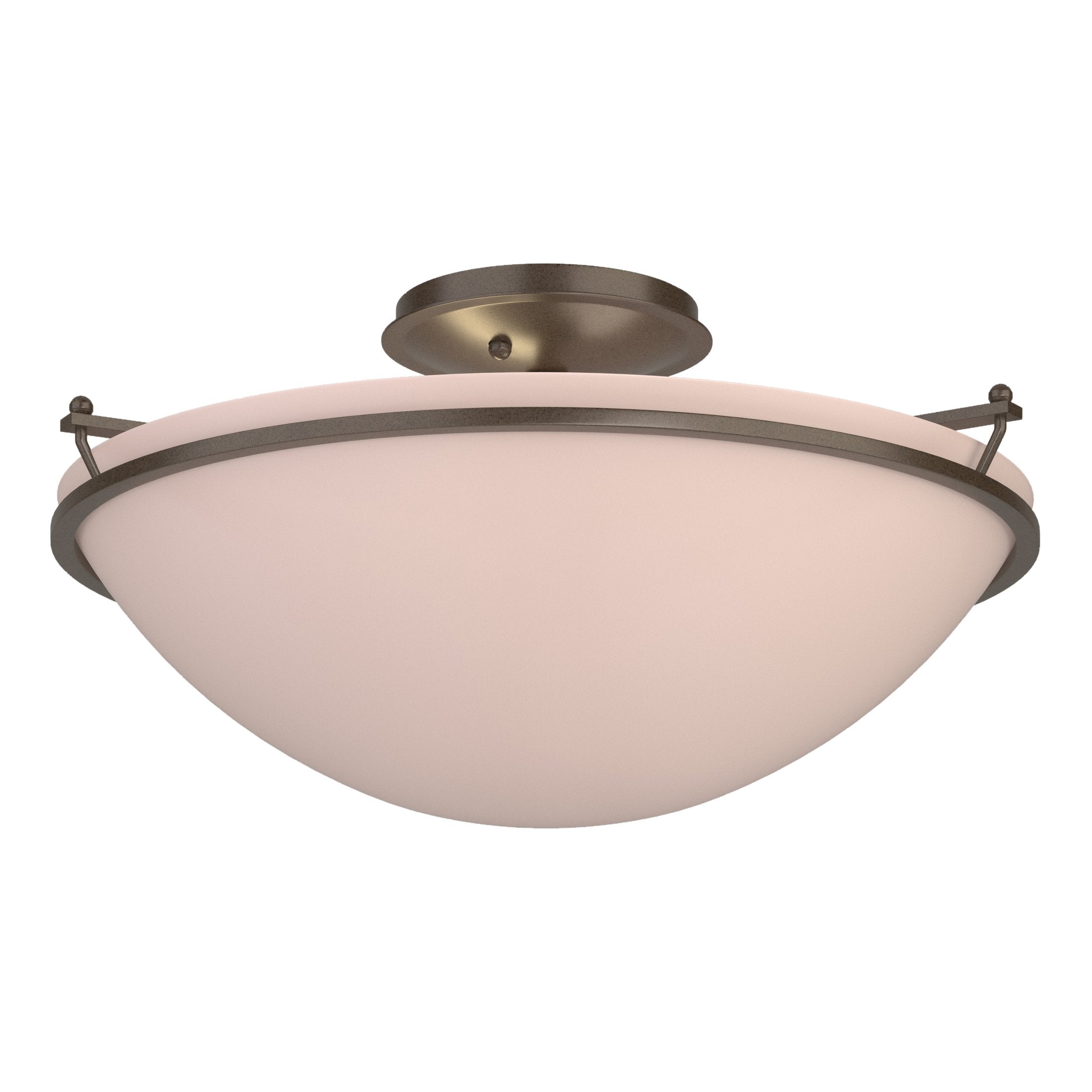 Hubbardton Forge 124304 Plain Large Semi-Flush Mount, Handcrafted Opal Glass Shade, 100W Dimmable Lighting