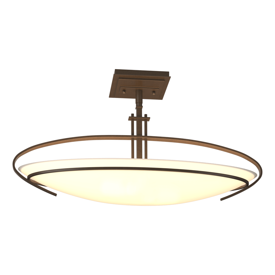 Mackintosh Semi-Flush Ceiling Fixture by Hubbardton Forge | Elegant Art Nouveau Design with Opal Glass Shade