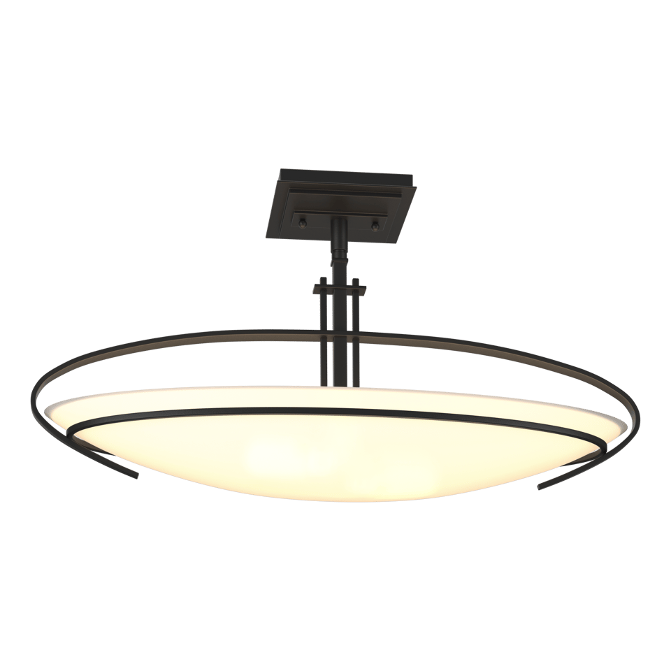 Mackintosh Semi-Flush Ceiling Fixture by Hubbardton Forge | Elegant Art Nouveau Design with Opal Glass Shade