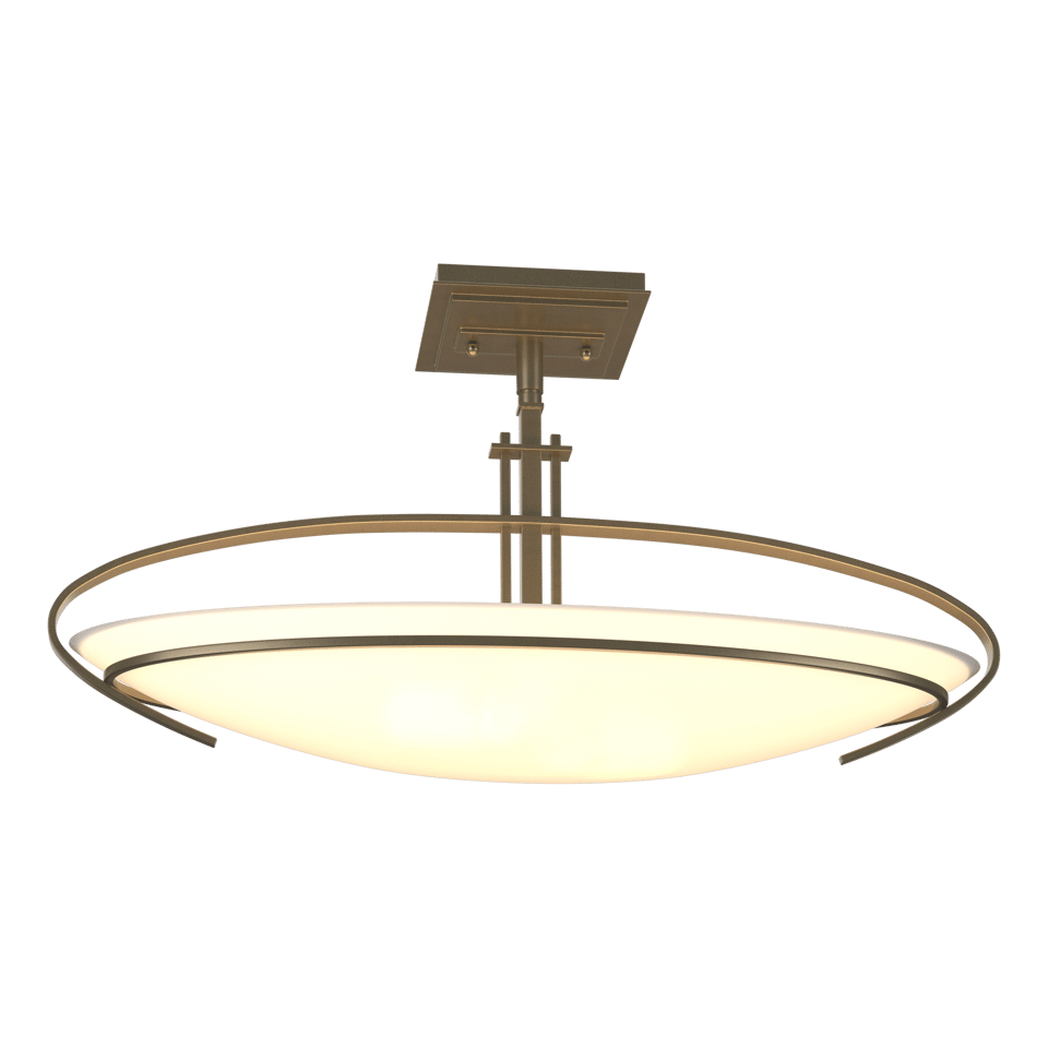 Mackintosh Semi-Flush Ceiling Fixture by Hubbardton Forge | Elegant Art Nouveau Design with Opal Glass Shade