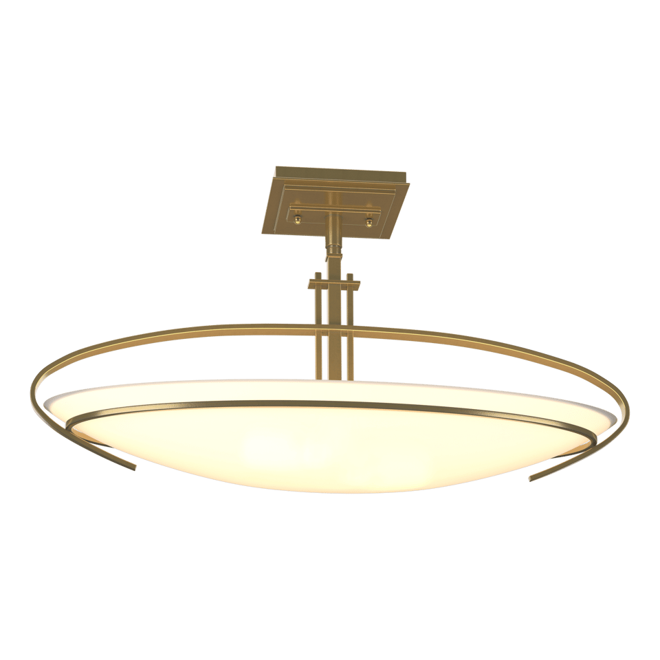 Mackintosh Semi-Flush Ceiling Fixture by Hubbardton Forge | Elegant Art Nouveau Design with Opal Glass Shade