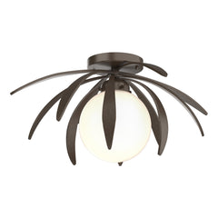 Dahlia Semi-Flush Mount Light Fixture by Hubbardton Forge, Handcrafted Steel Petals, Dimmable Options