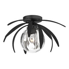 Dahlia Semi-Flush Mount Light Fixture by Hubbardton Forge, Handcrafted Steel Petals, Dimmable Options