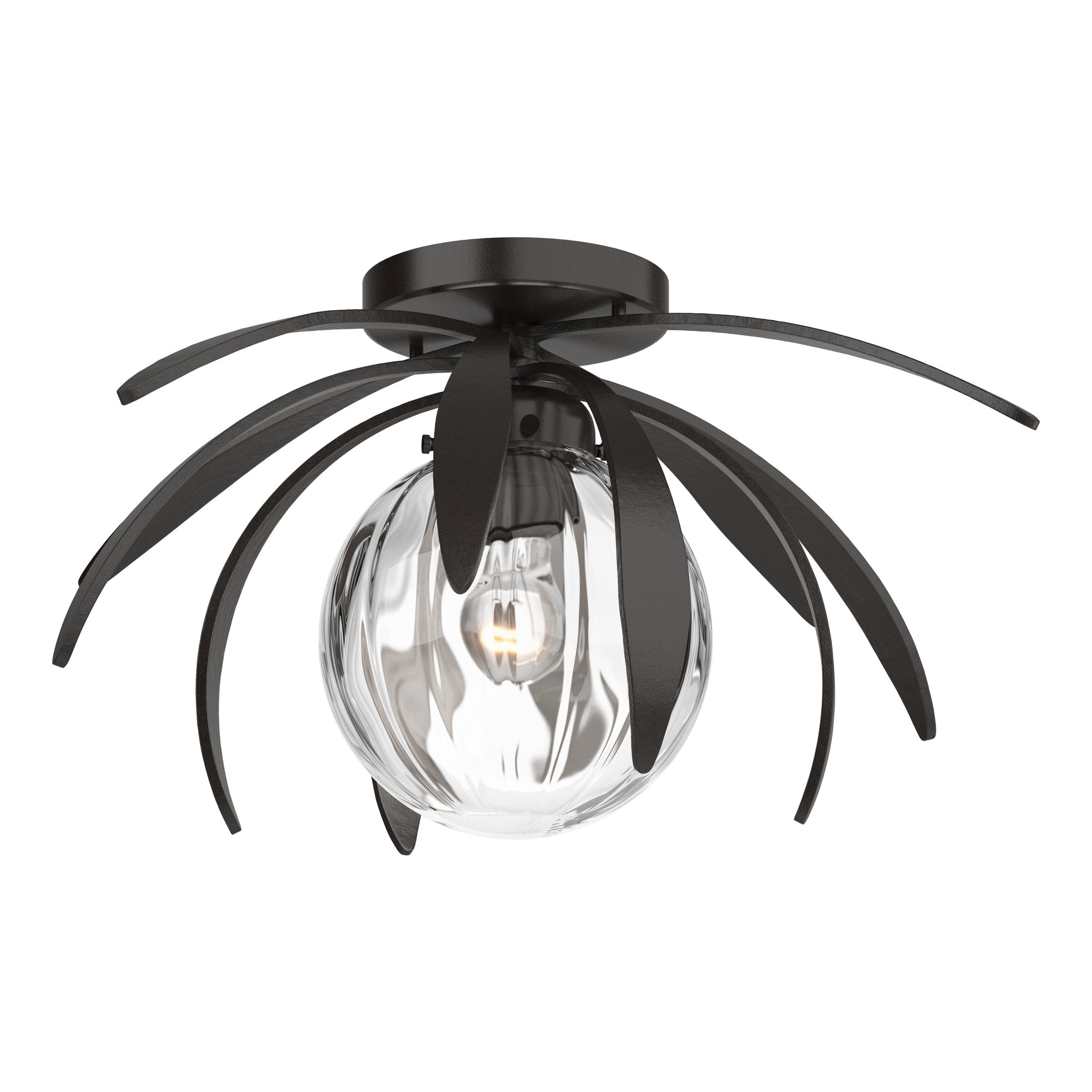 Dahlia Semi-Flush Mount Light Fixture by Hubbardton Forge, Handcrafted Steel Petals, Dimmable Options