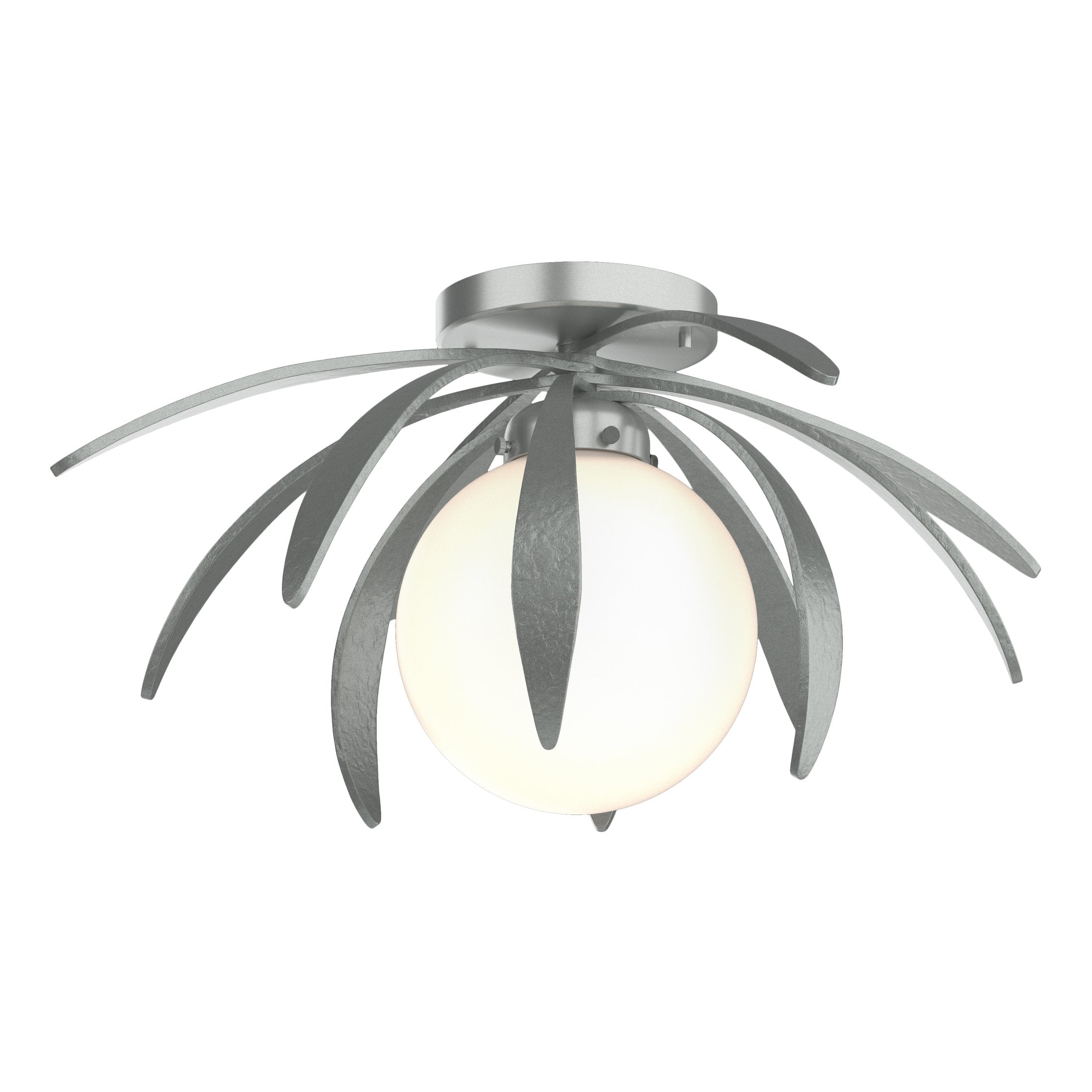 Dahlia Semi-Flush Mount Light Fixture by Hubbardton Forge, Handcrafted Steel Petals, Dimmable Options