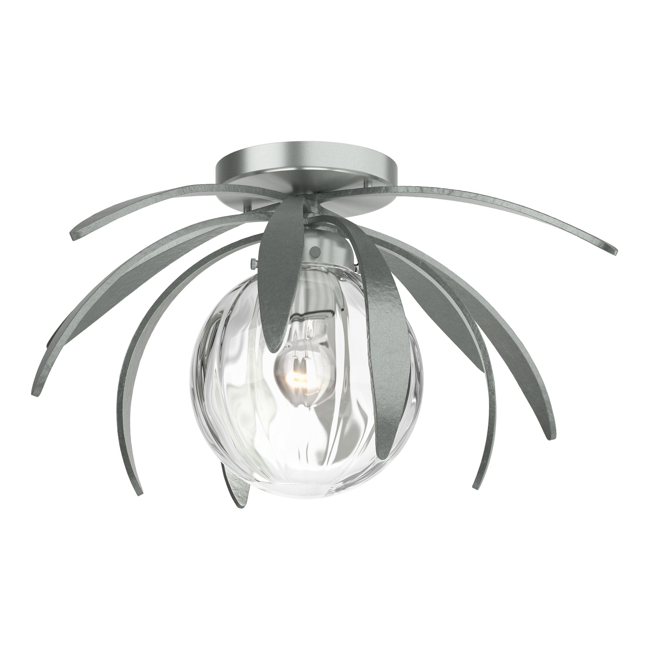 Dahlia Semi-Flush Mount Light Fixture by Hubbardton Forge, Handcrafted Steel Petals, Dimmable Options