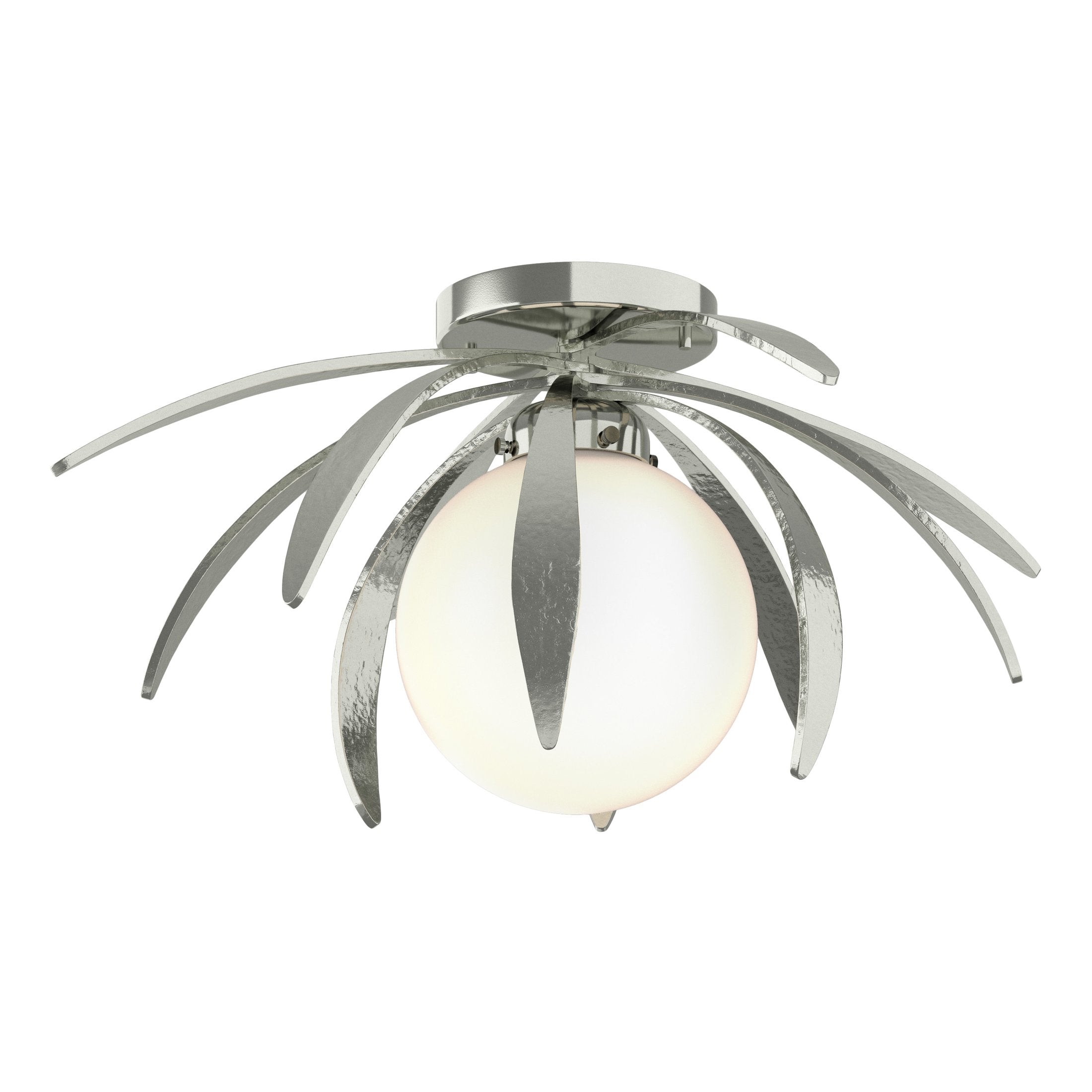 Dahlia Semi-Flush Mount Light Fixture by Hubbardton Forge, Handcrafted Steel Petals, Dimmable Options