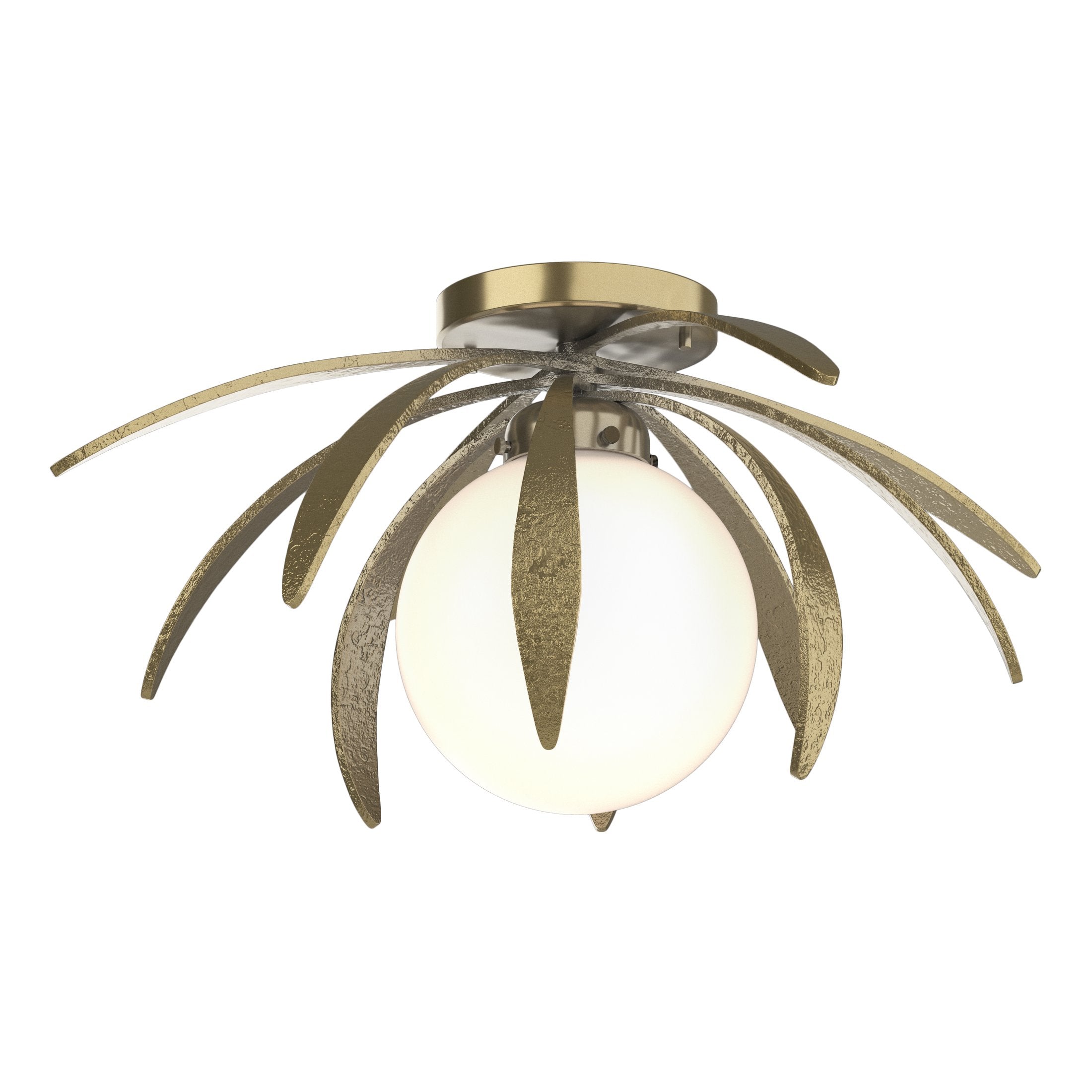 Dahlia Semi-Flush Mount Light Fixture by Hubbardton Forge, Handcrafted Steel Petals, Dimmable Options