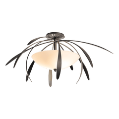 Hubbardton Forge Dahlia 32-Inch Medium Semi-Flush Light Fixture with Dimmable Opal Glass Shade