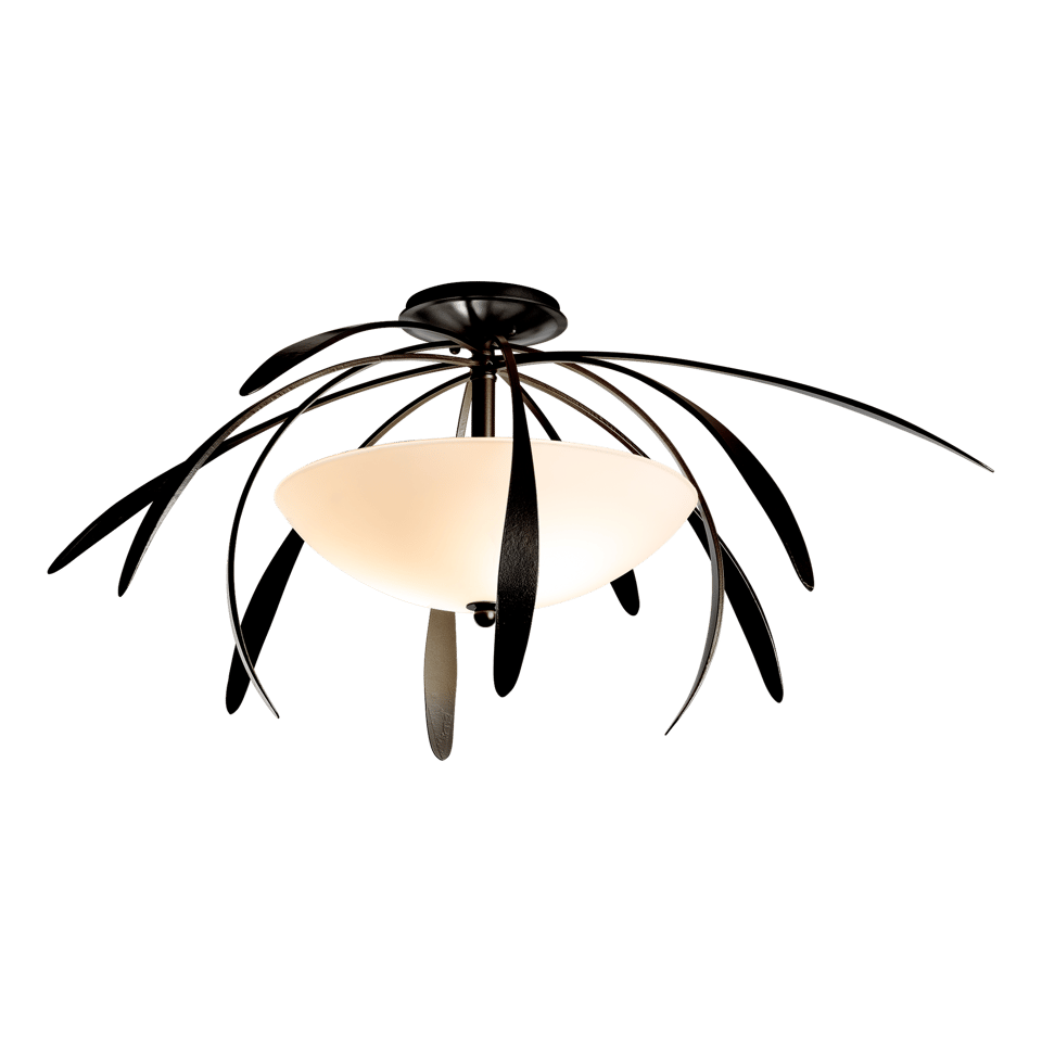 Hubbardton Forge Dahlia 32-Inch Medium Semi-Flush Light Fixture with Dimmable Opal Glass Shade