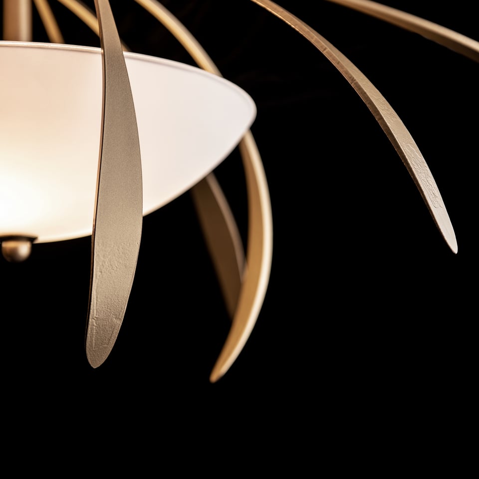 Hubbardton Forge Dahlia 32-Inch Medium Semi-Flush Light Fixture with Dimmable Opal Glass Shade