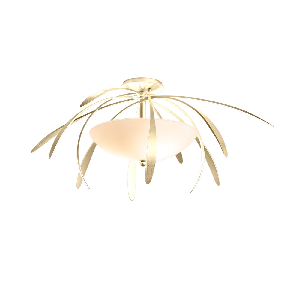 Hubbardton Forge Dahlia 32-Inch Medium Semi-Flush Light Fixture with Dimmable Opal Glass Shade