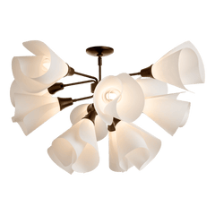 Mobius 12-Light Semi-Flush Fixture by Hubbardton Forge with Frosted Glass Shade and Dimmable Design