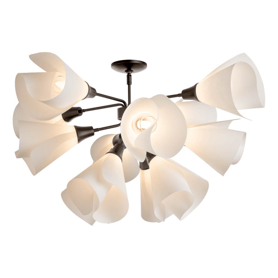 Mobius 12-Light Semi-Flush Fixture by Hubbardton Forge with Frosted Glass Shade and Dimmable Design